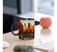 EMCLKS Ceramic Mug,tazas desayuno,taza te,tazas cafe,taza navidad,regalos originales mujer,regalos para parejas,Edificios en el antiguo puerto de Montreal temprano en la mañana durante la tempo,330ml