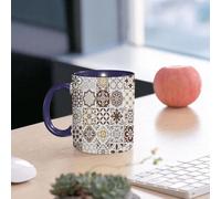 EMCLKS Ceramic Mug,tazas desayuno,taza te,tazas cafe,taza navidad,regalos originales mujer,regalos para parejas,Patrón vectorial de azulejos de Lisboa, azulejos antiguos retro portugueses o esp,330ml