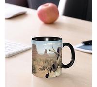 EMCLKS Ceramic Mug,tazas desayuno,taza te,tazas cafe,taza navidad,regalos originales mujer,regalos para parejas,Western, sombrero de vaquero en una rama de árbol seca y cartel de Se busca en,330ml