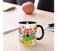 EMCLKS Ceramic Mug,tazas desayuno,taza te,tazas cafe,taza navidad,regalos originales mujer,regalos para parejas,Decoración de circo, carnaval con cartel de circo Cirque la,330ml