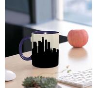 EMCLKS Ceramic Mug,tazas desayuno,taza te,tazas cafe,taza navidad,regalos originales mujer,regalos para parejas,La silueta negra delinea los edificios urbanos.,330ml