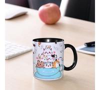 EMCLKS Ceramic Mug,tazas desayuno,taza te,tazas cafe,taza navidad,regalos originales mujer,regalos para parejas,Lindos gatitos gatos en tazas de té y café. Durmiendo escondidos, felices mascota,330ml