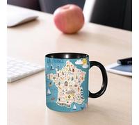 EMCLKS Ceramic Mug,tazas desayuno,taza te,tazas cafe,taza navidad,regalos originales mujer,regalos para parejas,Imágenes caprichosas de la ciudad de Los Ángeles en Francia, un colorido recorrid,330ml