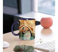 EMCLKS Ceramic Mug,tazas desayuno,taza te,tazas cafe,taza navidad,regalos originales mujer,regalos para parejas,Canales de Venecia, estilo góndola bajo el puente de arco,330ml