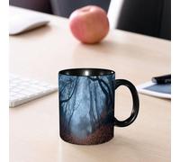 EMCLKS Ceramic Mug,tazas desayuno,taza te,tazas cafe,taza navidad,regalos originales mujer,regalos para parejas,Decoración de granja, bosque sombrío y tenue de Crimea con arbustos arremolinados,330ml