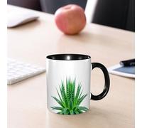 EMCLKS Ceramic Mug,tazas desayuno,taza te,tazas cafe,taza navidad,regalos originales mujer,regalos para parejas,Planta, aloe vera con colores brillantes Especies autóctonas Remedios naturales a,330ml