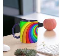 EMCLKS Ceramic Mug,tazas desayuno,taza te,tazas cafe,taza navidad,regalos originales mujer,regalos para parejas,Arcoíris, semicírculos de colores del arcoíris que se vuelven cada vez más numero,330ml