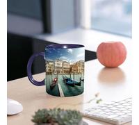 EMCLKS Ceramic Mug,tazas desayuno,taza te,tazas cafe,taza navidad,regalos originales mujer,regalos para parejas,Impresión fotográfica italiana, góndolas venecianas y la laguna adriática Venecia,330ml