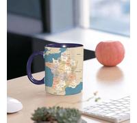 EMCLKS Ceramic Mug,tazas desayuno,taza te,tazas cafe,taza navidad,regalos originales mujer,regalos para parejas,Mapa de Francia - Ilustración vectorial detallada vintage,330ml