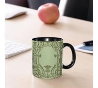 EMCLKS Ceramic Mug,tazas desayuno,taza te,tazas cafe,taza navidad,regalos originales mujer,regalos para parejas,Marco botánico Art Nouveau con piñas, estilo antiguo, inspirado en la naturaleza,330ml