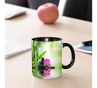 EMCLKS Ceramic Mug,tazas desayuno,taza te,tazas cafe,taza navidad,regalos originales mujer,regalos para parejas,Spa Artístico, orquídeas y rocas en aguas de manantial ricas en minerales. Tiefen,330ml