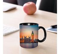 EMCLKS Ceramic Mug,tazas desayuno,taza te,tazas cafe,taza navidad,regalos originales mujer,regalos para parejas,Londres, Vista de hadas del Big Ben y las Casas del Parlamento al atardecer en Lo,330ml