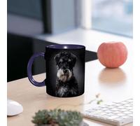 EMCLKS Ceramic Mug,tazas desayuno,taza te,tazas cafe,taza navidad,regalos originales mujer,regalos para parejas,Retrato de perro Schnauzer en gris oscuro, mascota adorable,330ml