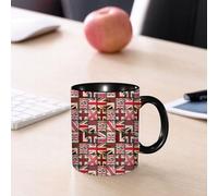EMCLKS Ceramic Mug,tazas desayuno,taza te,tazas cafe,taza navidad,regalos originales mujer,regalos para parejas,Patrón de fondo sin costuras. Imitación de un patchwork vintage con la bandera de,330ml