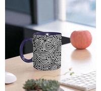EMCLKS Ceramic Mug,tazas desayuno,taza te,tazas cafe,taza navidad,regalos originales mujer,regalos para parejas,Un vector de patrones de laberinto en blanco y negro sin costuras,330ml