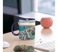 EMCLKS Ceramic Mug,tazas desayuno,taza te,tazas cafe,taza navidad,regalos originales mujer,regalos para parejas,Vista desde el helicóptero de South Beach Miami,330ml