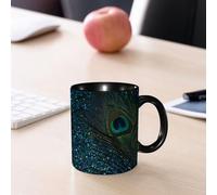 EMCLKS Ceramic Mug,tazas desayuno,taza te,tazas cafe,taza navidad,regalos originales mujer,regalos para parejas,Pavo real, los diamantes deslumbrantes y la luz que fluye en los ojos del pavo re,330ml