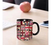 EMCLKS Ceramic Mug,tazas desayuno,taza te,tazas cafe,taza navidad,regalos originales mujer,regalos para parejas,Patrón de fondo sin costuras. Imitación de un patchwork vintage con la bandera de,330ml