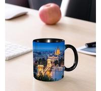 EMCLKS Ceramic Mug,tazas desayuno,taza te,tazas cafe,taza navidad,regalos originales mujer,regalos para parejas,Vista del centro de la ciudad de Budapest a través del Danubio, hermoso paisaje u,330ml