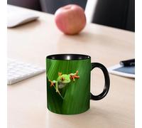 EMCLKS Ceramic Mug,tazas desayuno,taza te,tazas cafe,taza navidad,regalos originales mujer,regalos para parejas,Rana arbórea silvestre recostada sobre vegetación desconocida,330ml