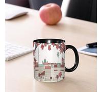 EMCLKS Ceramic Mug,tazas desayuno,taza te,tazas cafe,taza navidad,regalos originales mujer,regalos para parejas,Hola otoño en Berlín: dibujo a mano de una ciudad colorida con la torre de televi,330ml