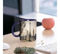 EMCLKS Ceramic Mug,tazas desayuno,taza te,tazas cafe,taza navidad,regalos originales mujer,regalos para parejas,Londres, el Big Ben y las Casas del Parlamento a orillas del río con faroles retr,330ml