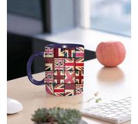 EMCLKS Ceramic Mug,tazas desayuno,taza te,tazas cafe,taza navidad,regalos originales mujer,regalos para parejas,Patrón de fondo sin costuras. Imitación de un patchwork vintage con la bandera de,330ml