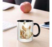 EMCLKS Ceramic Mug,tazas desayuno,taza te,tazas cafe,taza navidad,regalos originales mujer,regalos para parejas,Animal, lindo gato jugando con plumas en acuarelas dibujadas por mí.,330ml