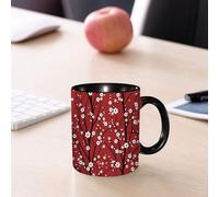 EMCLKS Ceramic Mug,tazas desayuno,taza te,tazas cafe,taza navidad,regalos originales mujer,regalos para parejas,Flor de ciruelo, una imagen poética clásica de flores de ciruelo blancas sobre un,330ml