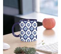 EMCLKS Ceramic Mug,tazas desayuno,taza te,tazas cafe,taza navidad,regalos originales mujer,regalos para parejas,Patrón de vidrio azul de la suerte. Fondo sin costuras con ojos griegos.,330ml
