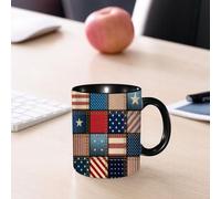 EMCLKS Ceramic Mug,tazas desayuno,taza te,tazas cafe,taza navidad,regalos originales mujer,regalos para parejas,Patrón de fondo sin costuras. Mosaico de la bandera estadounidense.,330ml