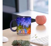EMCLKS Ceramic Mug,tazas desayuno,taza te,tazas cafe,taza navidad,regalos originales mujer,regalos para parejas,Miami Beach Florida USA en Ocean Drive al atardecer, controles rápidos del mouse,330ml