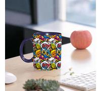 EMCLKS Ceramic Mug,tazas desayuno,taza te,tazas cafe,taza navidad,regalos originales mujer,regalos para parejas,Patrón sin costuras de burbujas de diálogo de cómics multicolores,330ml