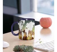 EMCLKS Ceramic Mug,tazas desayuno,taza te,tazas cafe,taza navidad,regalos originales mujer,regalos para parejas,mapa, mapa del mundo, geografía global,nacionalización,330ml