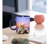 EMCLKS Ceramic Mug,tazas desayuno,taza te,tazas cafe,taza navidad,regalos originales mujer,regalos para parejas,Tigre mirando algo en la roca con un hermoso cielo al atardecer,330ml