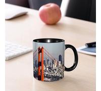 EMCLKS Ceramic Mug,tazas desayuno,taza te,tazas cafe,taza navidad,regalos originales mujer,regalos para parejas,Estados Unidos, Puente de San Francisco y Paisaje Urbano Metrópolis Financiera D,330ml