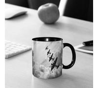 EMCLKS Ceramic Mug,tazas desayuno,taza te,tazas cafe,taza navidad,regalos originales mujer,regalos para parejas,Avión, imagen retro de los bombarderos Lancaster de Battle Royale,330ml