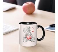 EMCLKS Ceramic Mug,tazas desayuno,taza te,tazas cafe,taza navidad,regalos originales mujer,regalos para parejas,Garabato, dibujo detallado del osito de peluche con un corazón en lugar de un ado,330ml