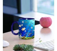 EMCLKS Ceramic Mug,tazas desayuno,taza te,tazas cafe,taza navidad,regalos originales mujer,regalos para parejas,Imagen animada dibujada a mano de dibujos animados de peces tropicales submarinos,330ml