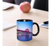 EMCLKS Ceramic Mug,tazas desayuno,taza te,tazas cafe,taza navidad,regalos originales mujer,regalos para parejas,Puente Banghwa y río Han en Seúl, Corea,330ml