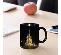 EMCLKS Ceramic Mug,tazas desayuno,taza te,tazas cafe,taza navidad,regalos originales mujer,regalos para parejas,Escena nocturna de un castillo colorido y fantástico. Catedral de San Basilio, Mo,330ml