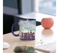 EMCLKS Ceramic Mug,tazas desayuno,taza te,tazas cafe,taza navidad,regalos originales mujer,regalos para parejas,Ciudad con edificios estilo libros antiguos, pájaros y cielo nublado.,330ml