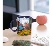 EMCLKS Ceramic Mug,tazas desayuno,taza te,tazas cafe,taza navidad,regalos originales mujer,regalos para parejas,Ciudad Vieja Riga Letonia Capital con Edificios Históricos Medievales,330ml