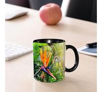 EMCLKS Ceramic Mug,tazas desayuno,taza te,tazas cafe,taza navidad,regalos originales mujer,regalos para parejas,Flores y aves del paraíso, aves del paraíso bajo la luz natural del sol, flores d,330ml