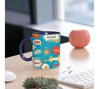 EMCLKS Ceramic Mug,tazas desayuno,taza te,tazas cafe,taza navidad,regalos originales mujer,regalos para parejas,Patrón de bocadillos de diálogo de cómic en estilo pop art,330ml