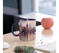 EMCLKS Ceramic Mug,tazas desayuno,taza te,tazas cafe,taza navidad,regalos originales mujer,regalos para parejas,Praga, casco antiguo, puente de Karlovy Vary, minarete, ribera del río,330ml