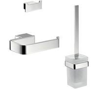 Emco 050000101, 057500102, 050000100 Juego de Accesorios Piezas con Gancho para Toallas, Soporte para Papel higiénico 3 en 1, Perfecto para Cualquier Cuarto de baño, Cromo