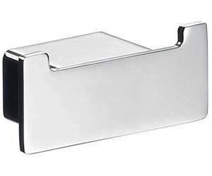 Emco 057501602 LOFT - Soporte de pared doble, colgador de fácil cuidado hecho de aluminio para 2, gancho de toalla minimalista para atornillar, acero inoxidable, tamaño estándar