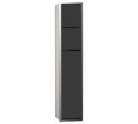 emco asis módulo 150 modelo de módulo de inodoro empotrado, portarrollos, caja de papel higiénico, juego de escobillas para inodoro, 975027950, Color: Cromo/negro