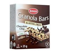 Emco - Barritas de Cereales - Pack de 5 Barritas - Sin Gluten - Barritas de Granola con Chocolate - 25 g - Formatos Individuales - Fuente de Energía, Fibra y Proteinas